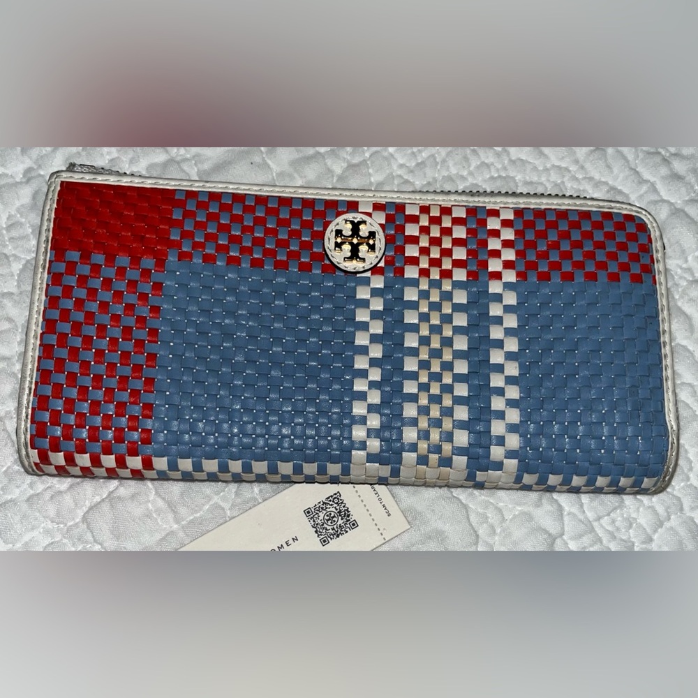 NWT Tory Burch Emerson Woven L-zip Continental Wallet - Picture 2 of 4